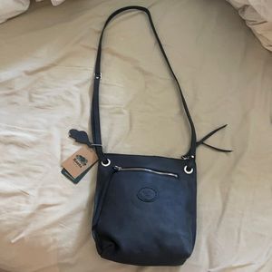 Authentic leather black Roots crossbody bag